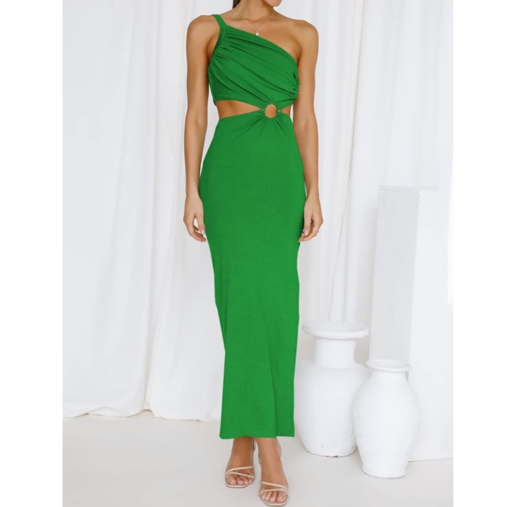 Women’s Bodycon Maxi  One Shoulder Sleeveless SexyCut Out Formal Party Dress